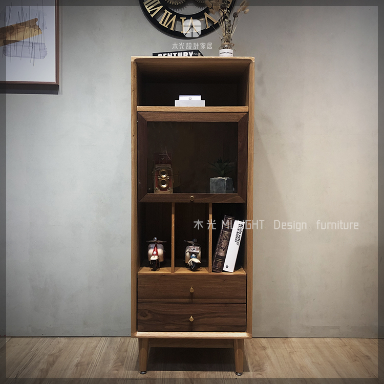 絕美雙色全實木玻璃收納櫃 |可訂製