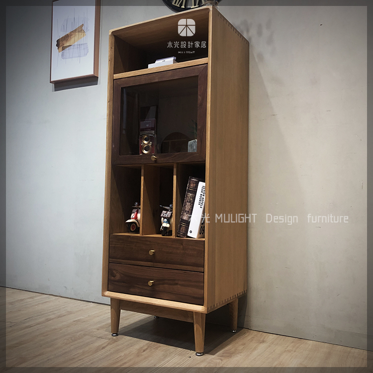 絕美雙色全實木玻璃收納櫃 |可訂製