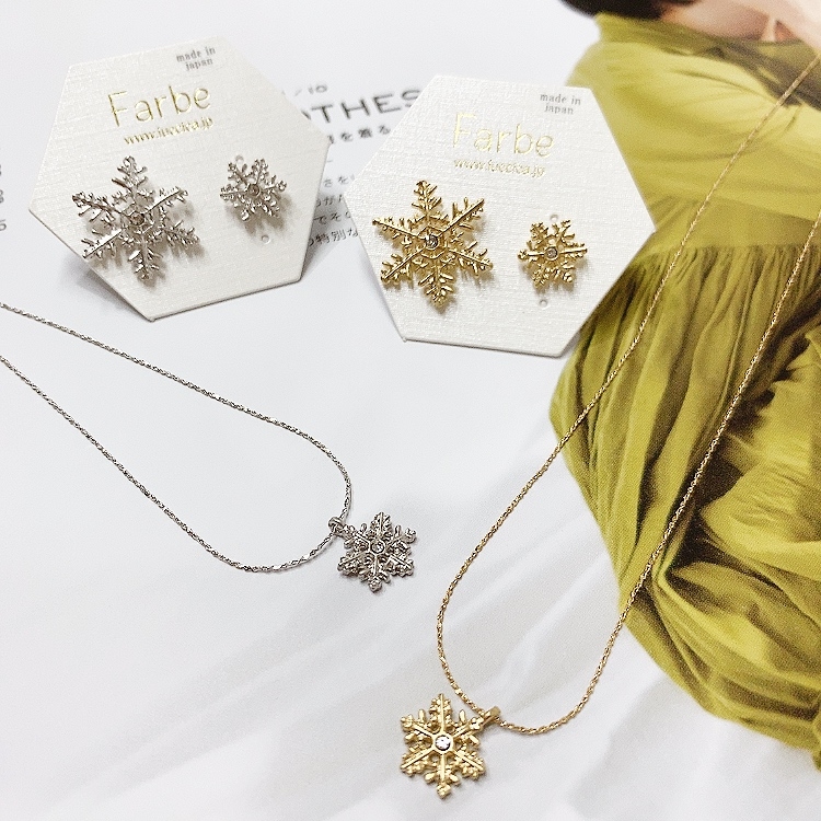 [日本制]Farbe 雪花耳環/頸鏈