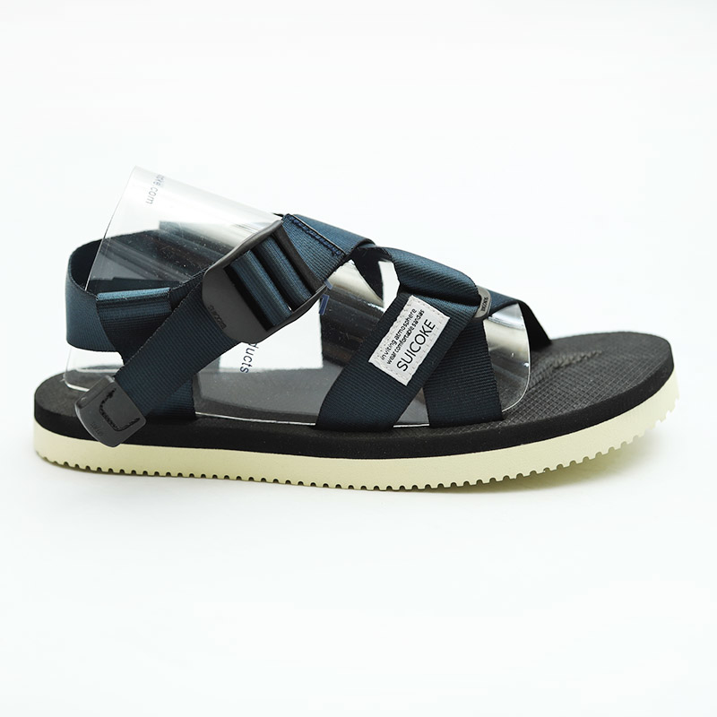 [出清商品售出無退換] SUICOKE CHIN 2 023-2 深藍 奶油底 綁帶 涼鞋【SK0232NY】