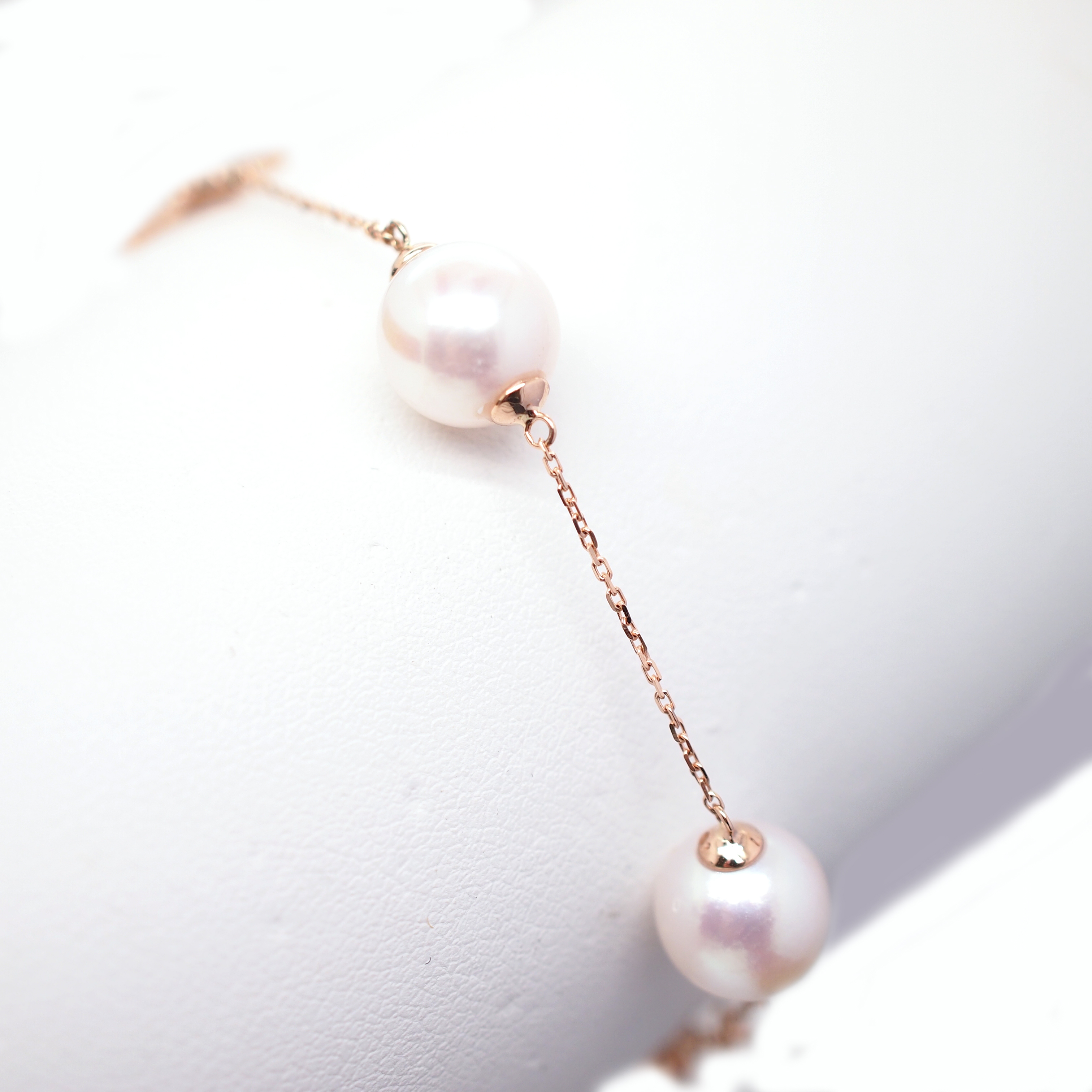 18K玫瑰金天然鑽石蝴蝶 Akoya 珍珠手鏈