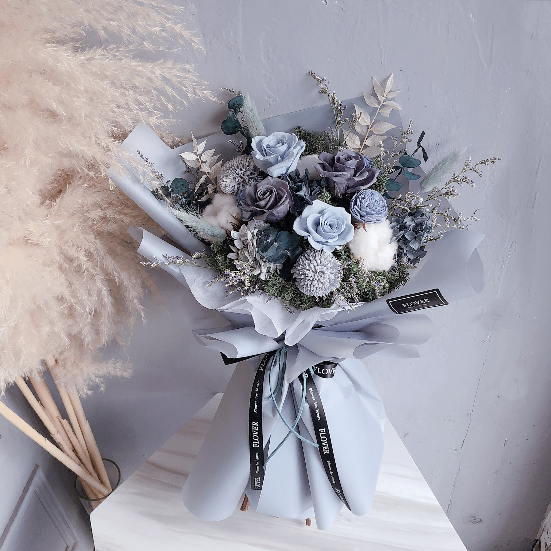 莫蘭迪灰永生花束