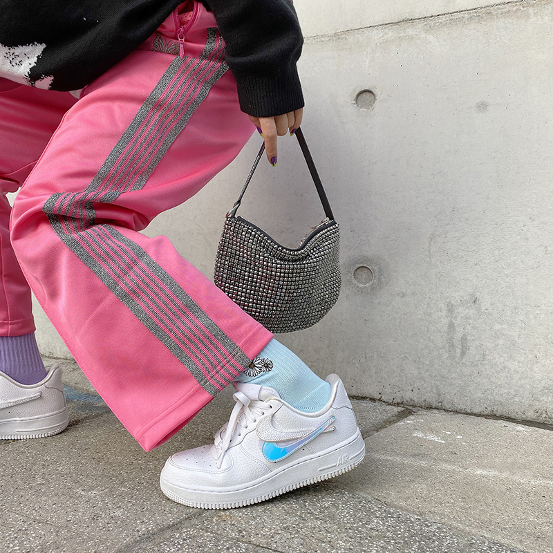 刺繡小花短襪 _ 天空藍_BF190025