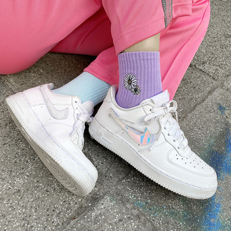 刺繡小花短襪_紫色_BF190025