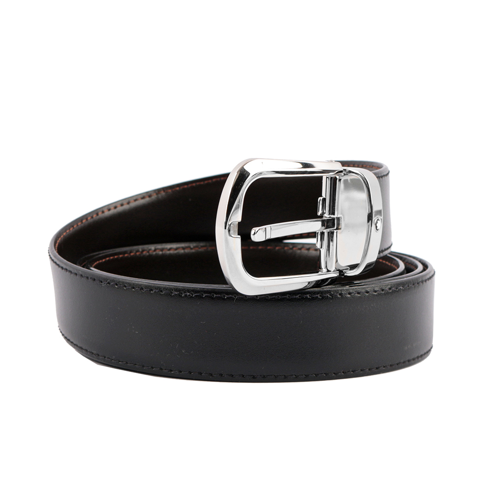 【Montblanc】雙面可調尺寸商務皮帶(黑色/棕色)