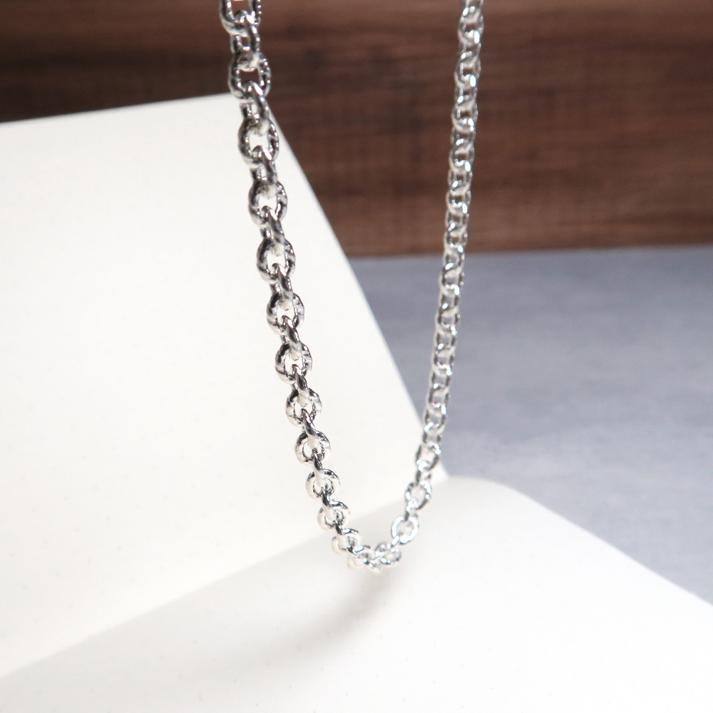 麻花圓圈鍊(4.0mm寬鍊) 925純銀 男生項鍊 客製長度銀鍊