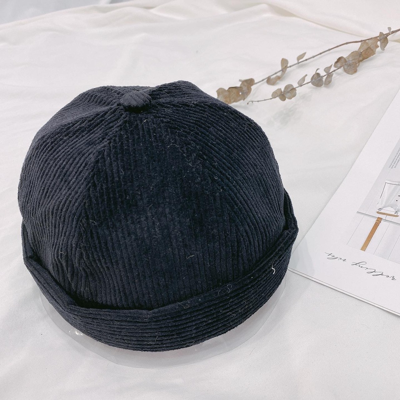 素面燈芯絨水兵帽/兩色