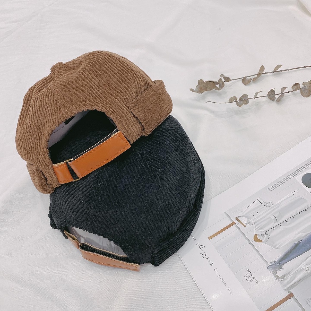 素面燈芯絨水兵帽/兩色