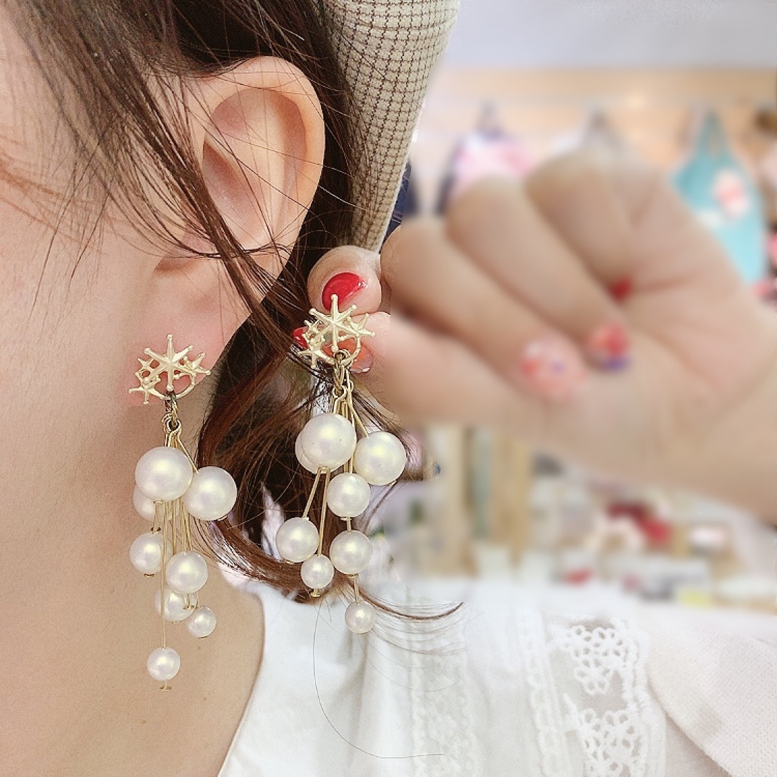 Palnart Poc 日本制 華麗珍珠螺旋珍耳環