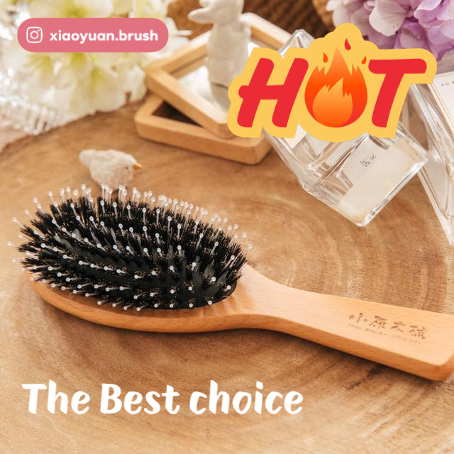 氣墊鬃毛梳 - 大桃(還你順暢髮型 打結 毛躁好用)