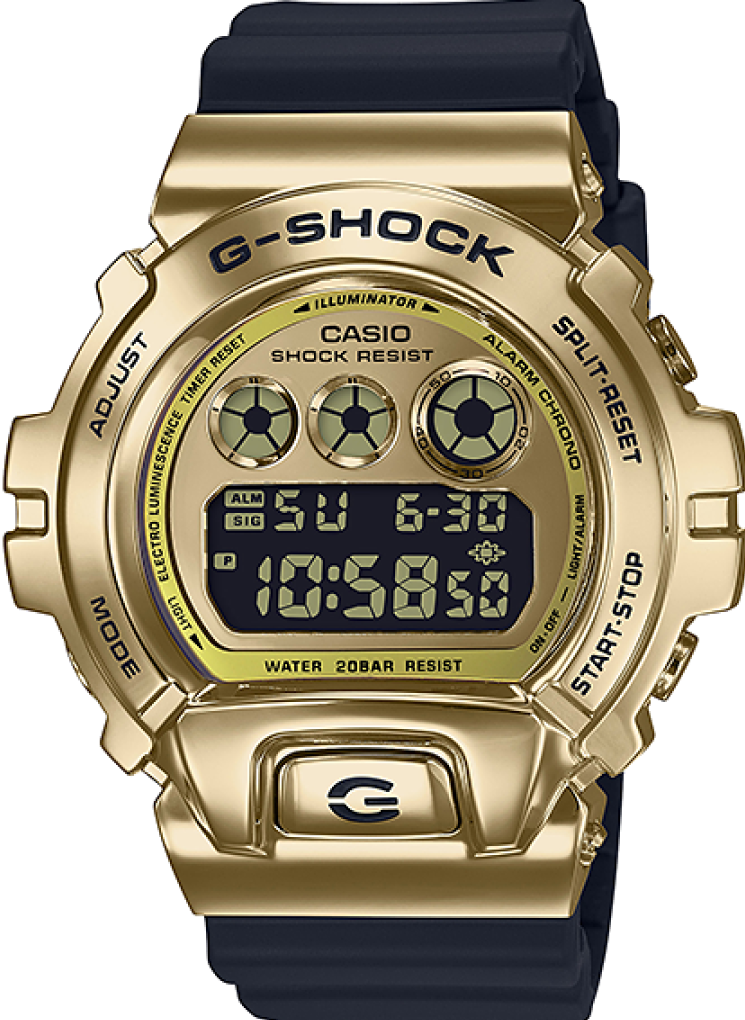 萬年鐘錶 - G-SHOCK  不鏽鋼金屬系列電子錶    GM-6900G-9DR   錶徑 : 49.7 mm