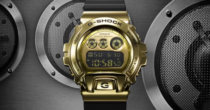 萬年鐘錶 - G-SHOCK  不鏽鋼金屬系列電子錶    GM-6900G-9DR   錶徑 : 49.7 mm