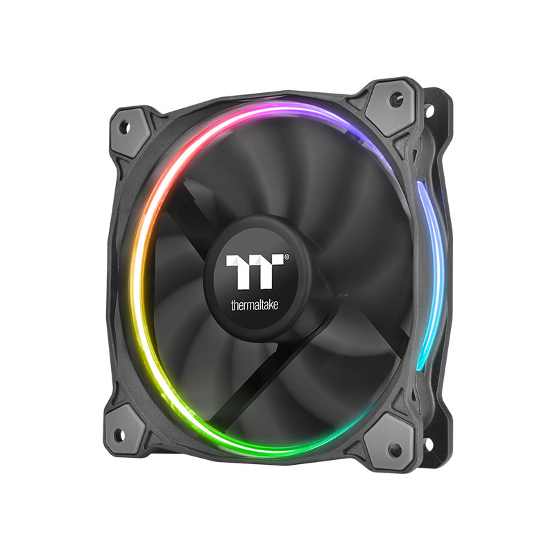 米特3C數位–曜越 THERMALTAKE Riing RGB 256色LED 12公分水冷排風扇 頂級版(三風扇)/ CL-F049-PL12SW-A
