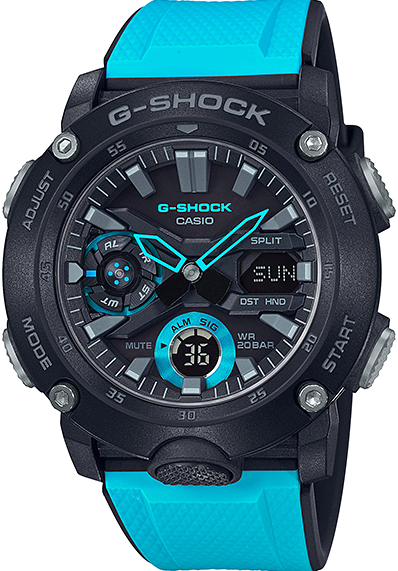 萬年鐘錶 - G-SHOCK  碳纖維核心系列電子錶  GA-2000-1A2  錶徑 : 48.7 mm
