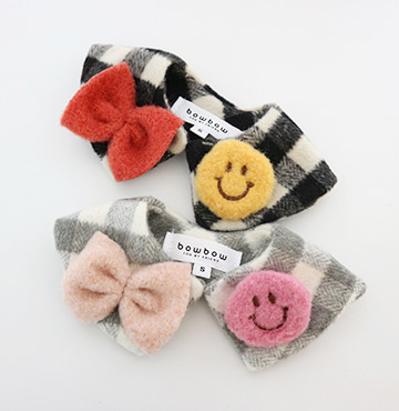 🎀BowBow Pet🎀 微笑蝴蝶結格紋領圍