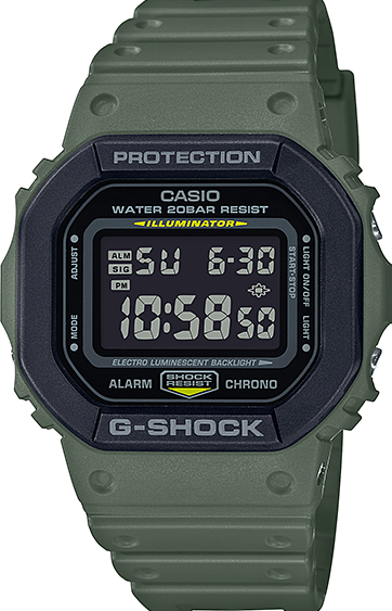 萬年鐘錶 - G-SHOCK  軍綠版 防震電子錶  DW-5610SU-3