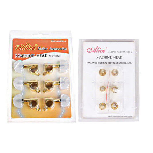 Alice 鍍金油壓弦鈕 白玉色 吉他弦鈕(1套6入) AP-016V1JP