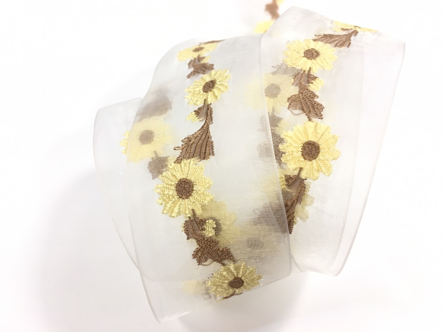 太陽花/刺繡網紗提花/38mm