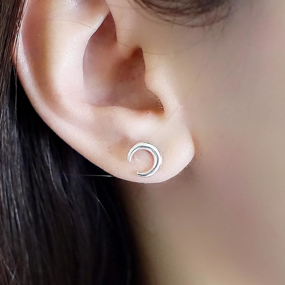 弦月純銀耳環/SE506