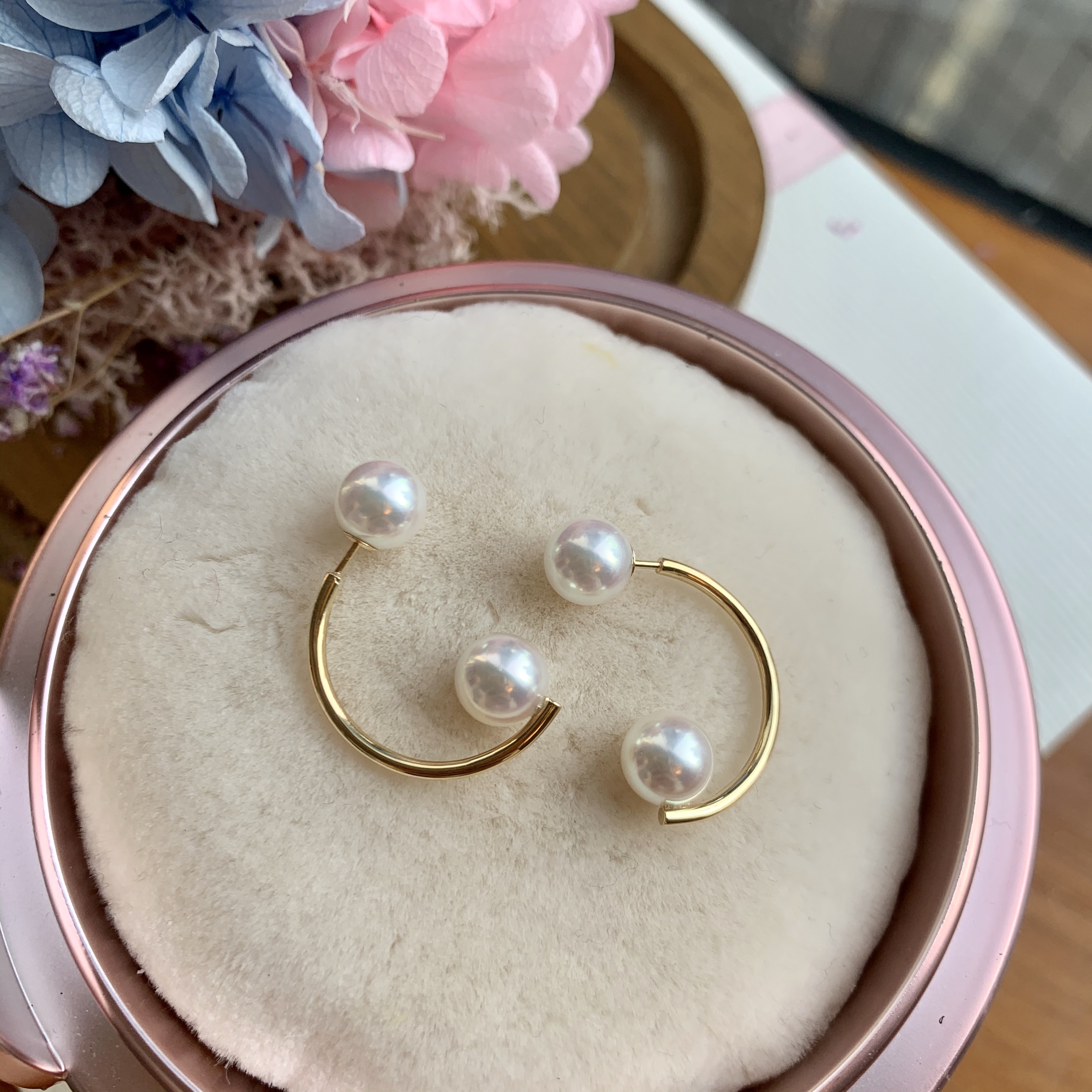 18K金日本Akoya珍珠耳環 - 意式時尚風