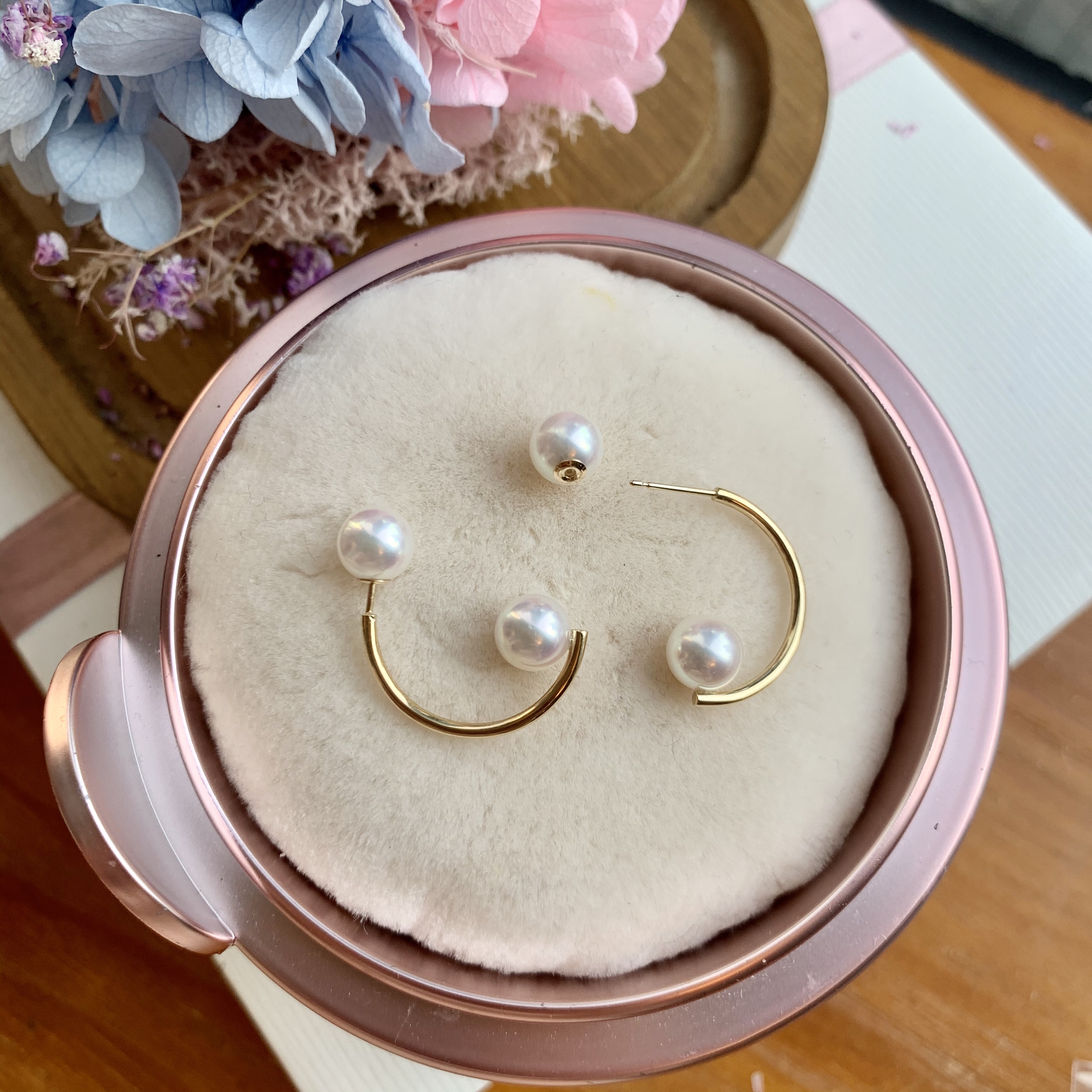 18K金日本Akoya珍珠耳環 - 意式時尚風