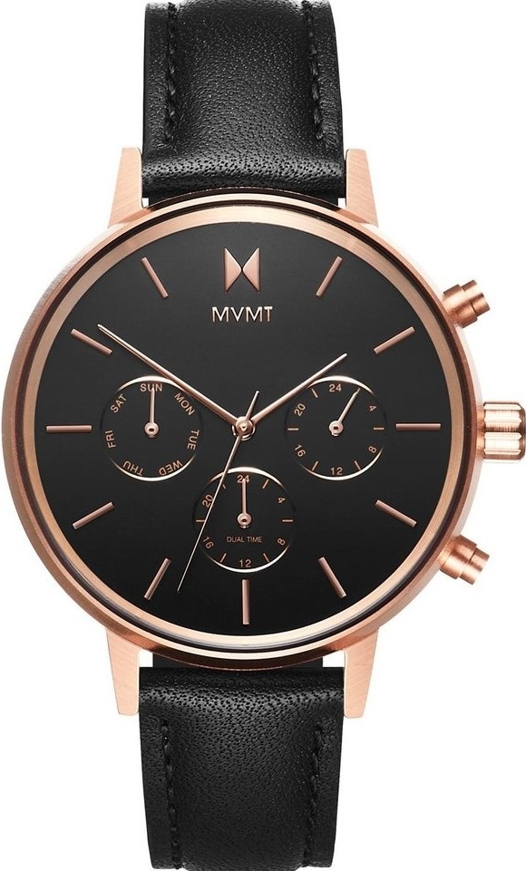 萬年鐘錶 - MVMT 美國潮牌腕錶   三眼兩地時區女錶  D-FC01-RGBL  錶徑38MM