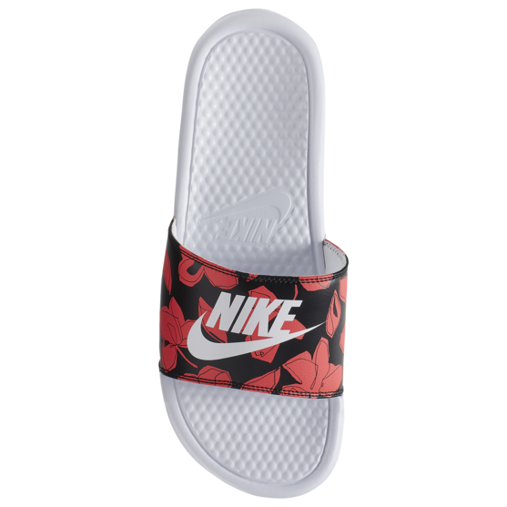 red white nike slides