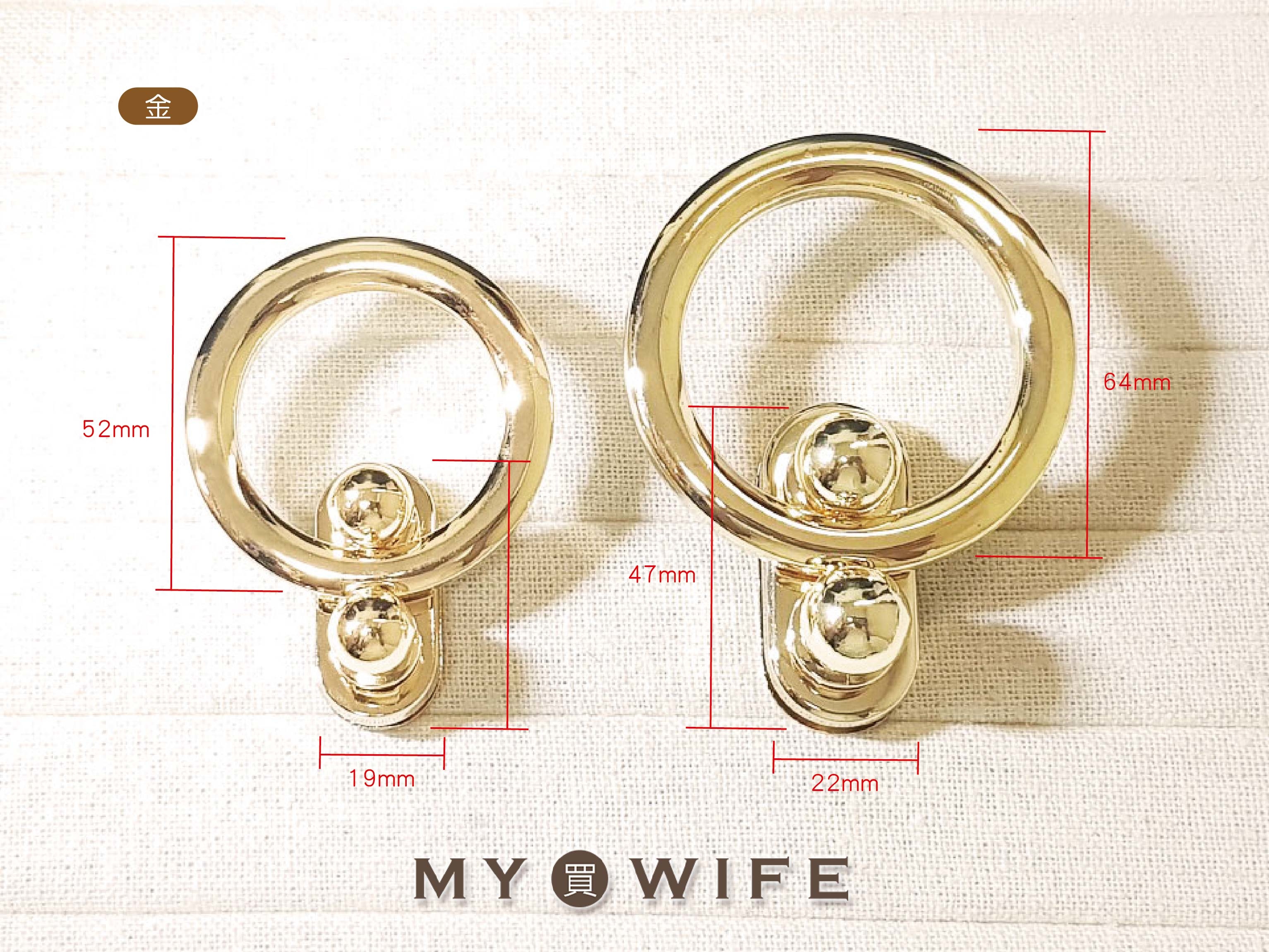 圓環鎖扣_金色2規格【YR-18038/YR-18039】
