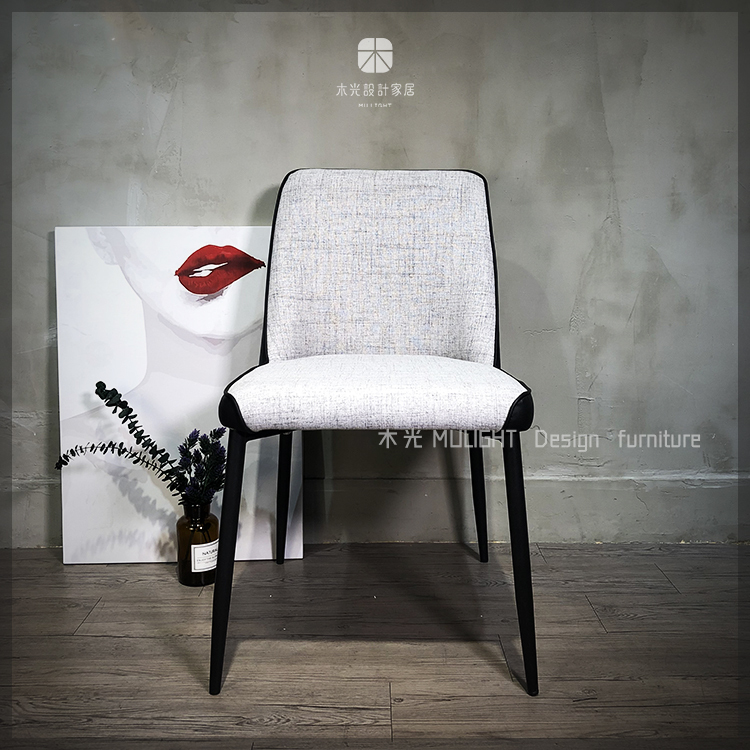 輕奢方背造型布面餐椅