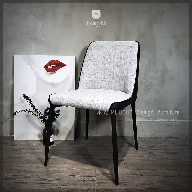 輕奢方背造型布面餐椅
