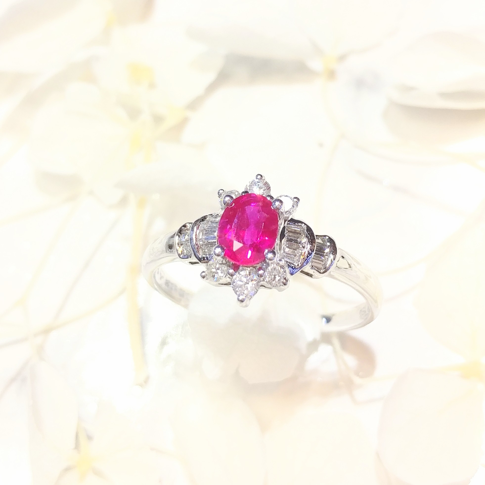 18K White Gold 0.50ct Ruby and Diamond Ring