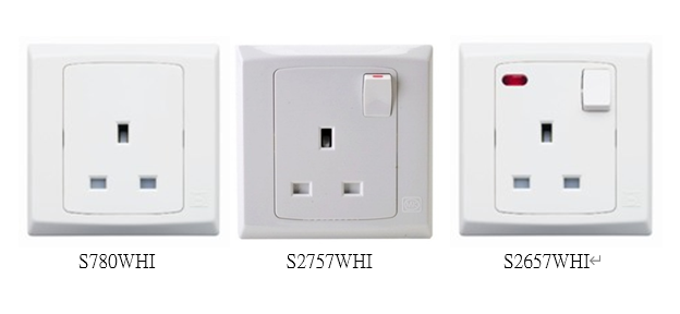 MK 13A單位插座(連開關掣/連開關掣及指示燈)  S780WHI S2757WHI S2657WHI