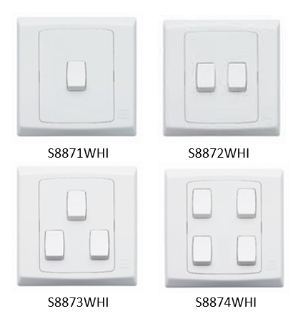 MK 雙控開關掣 S8871WHI S8872WHI S8873WHI S8874WHI
