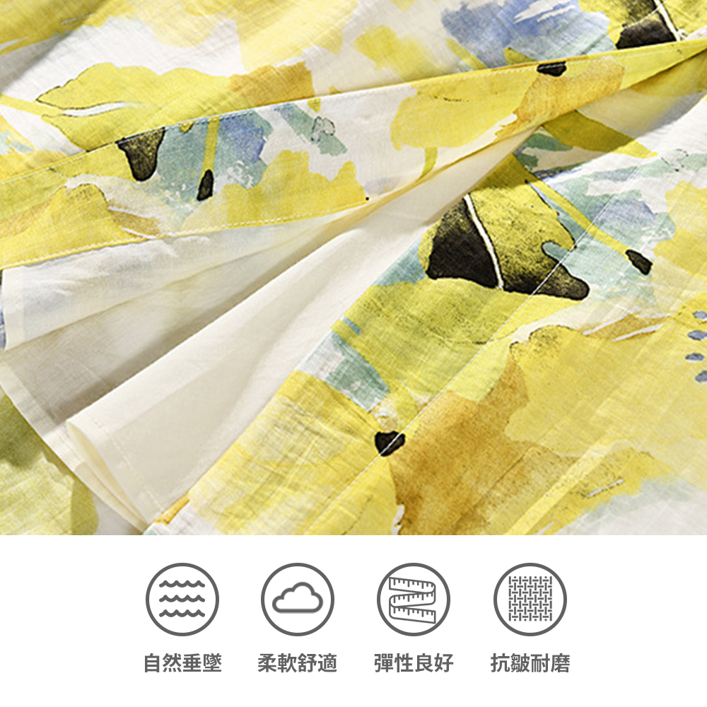 DEER.W 水墨印花天絲亞麻長裙 平拍細節