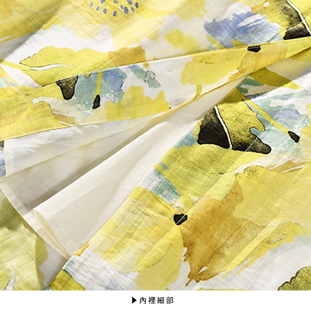 DEER.W 水墨印花天絲亞麻長裙 平拍細節