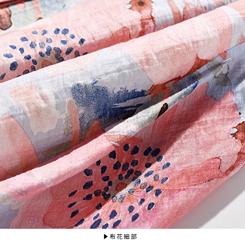 DEER.W 水墨印花天絲亞麻長裙 平拍細節