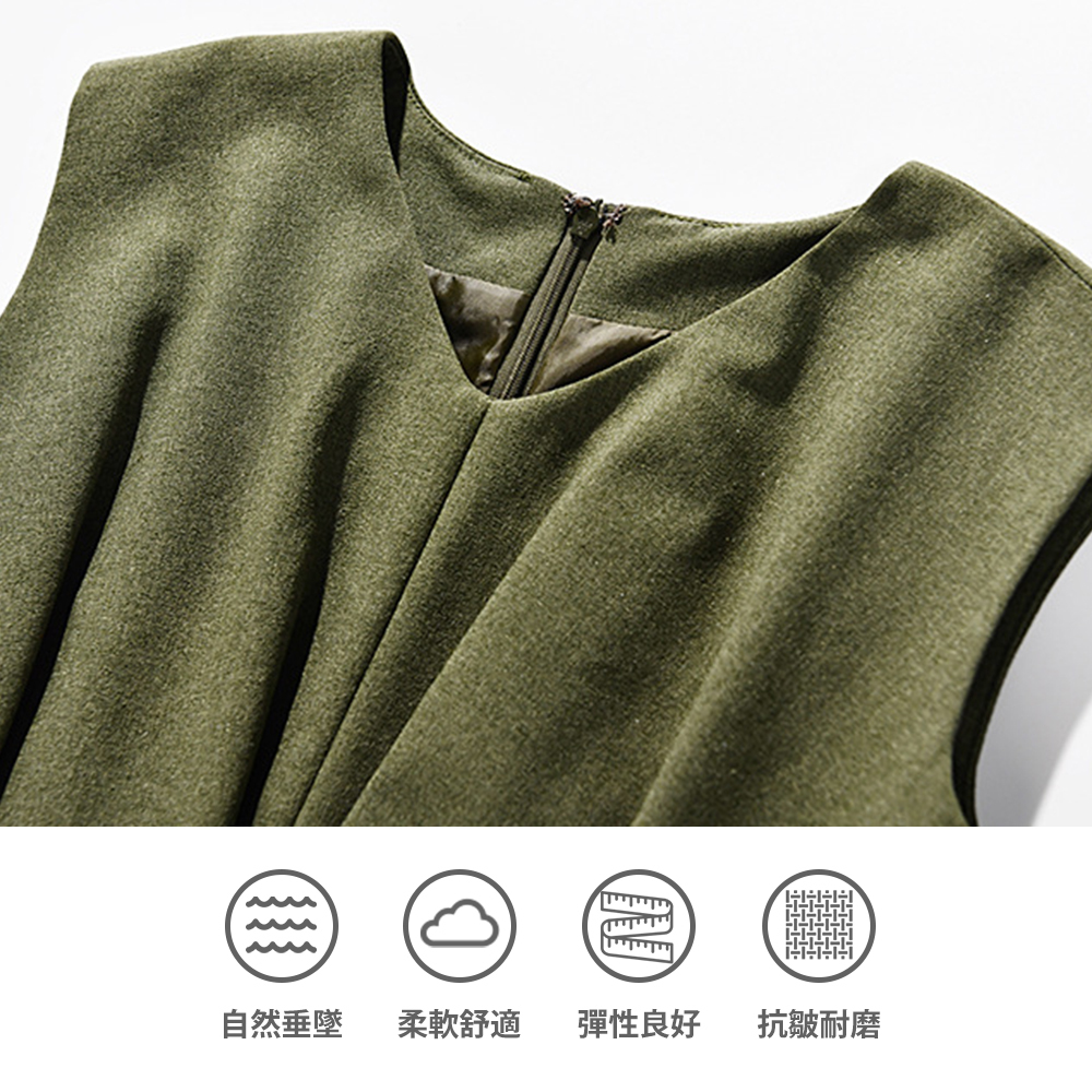 DEER.WV領剪裁無袖雪紡洋裝 平拍細節