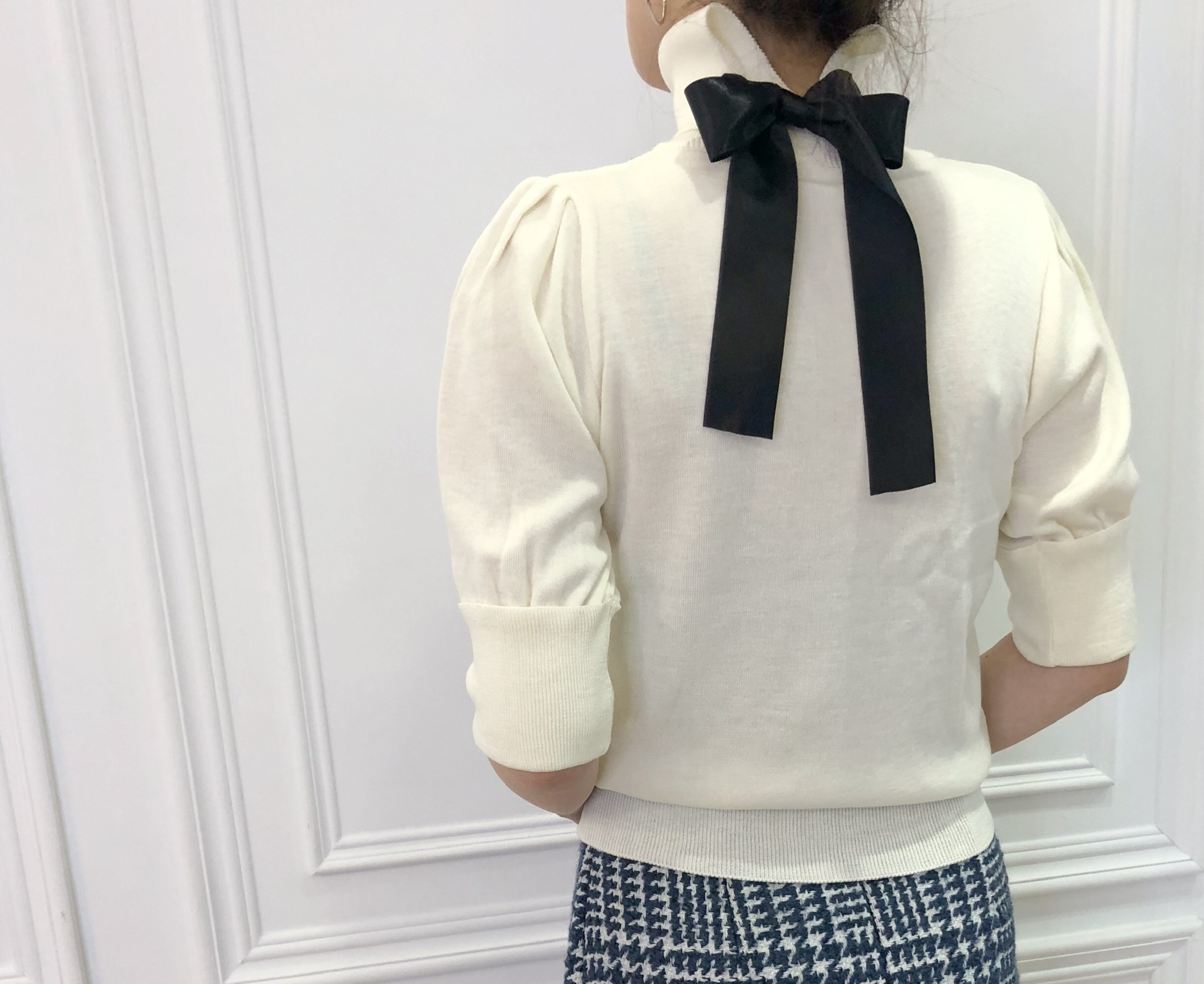 後蝴蝶結針織上衣