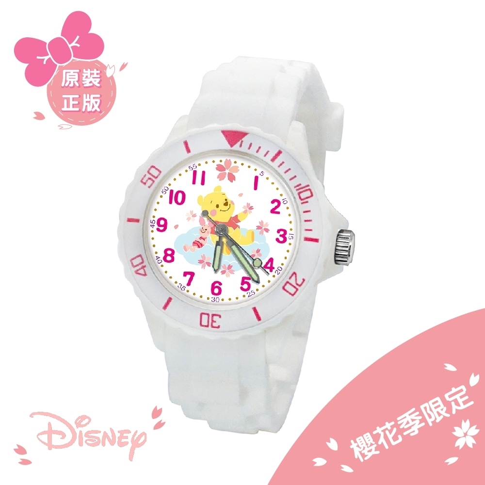迪士尼櫻花季 小熊維尼運動彩帶錶(白)
