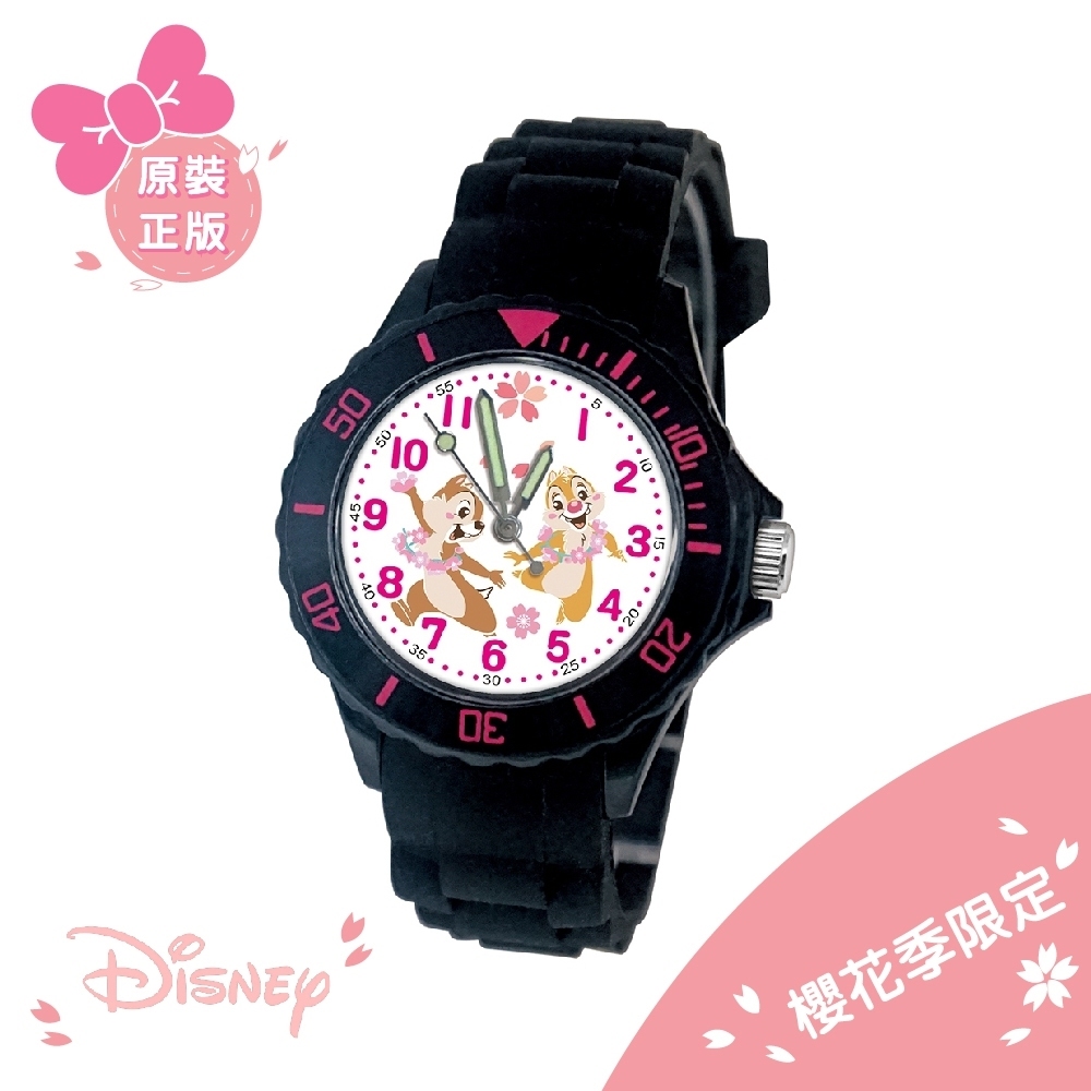 迪士尼櫻花季 奇奇蒂蒂運動彩帶錶(黑)