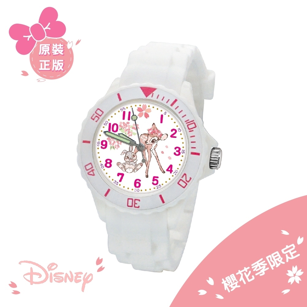 迪士尼櫻花季 小鹿斑比運動彩帶錶(白)