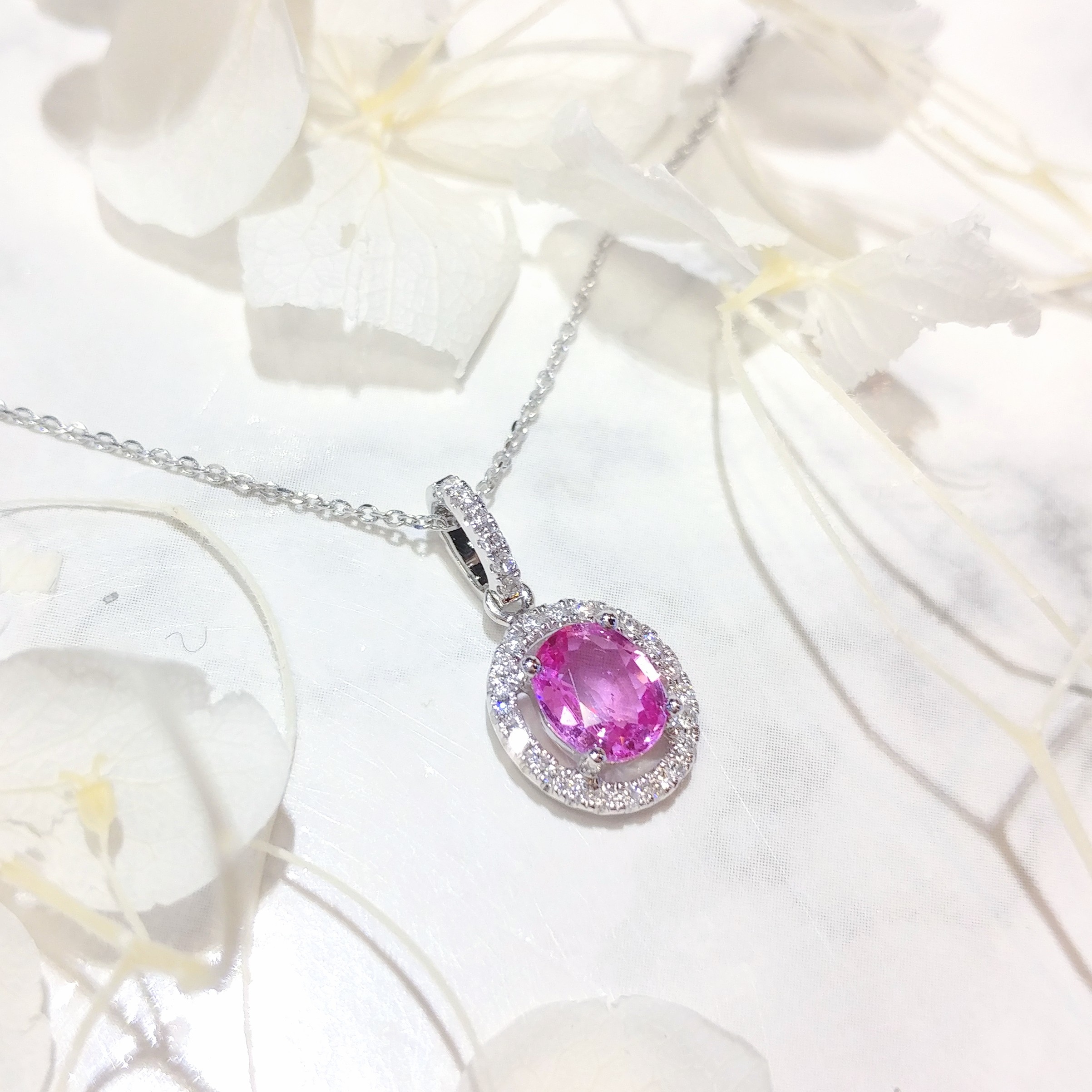 18K White Gold 0.62ct Sapphire and Diamond Pendant