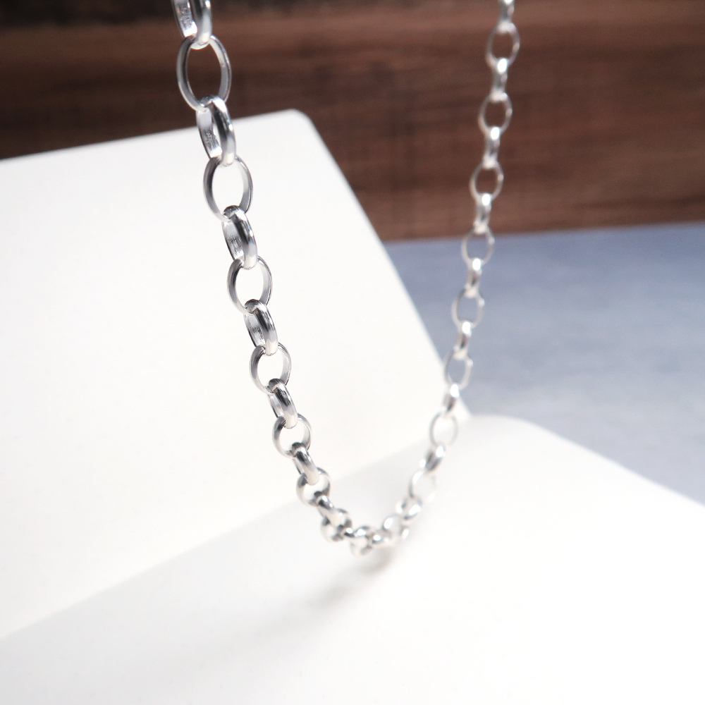 寬版橢圓鍊(5.0mm寬鍊) 925純銀 男生項鍊 中性 客製長度銀鍊