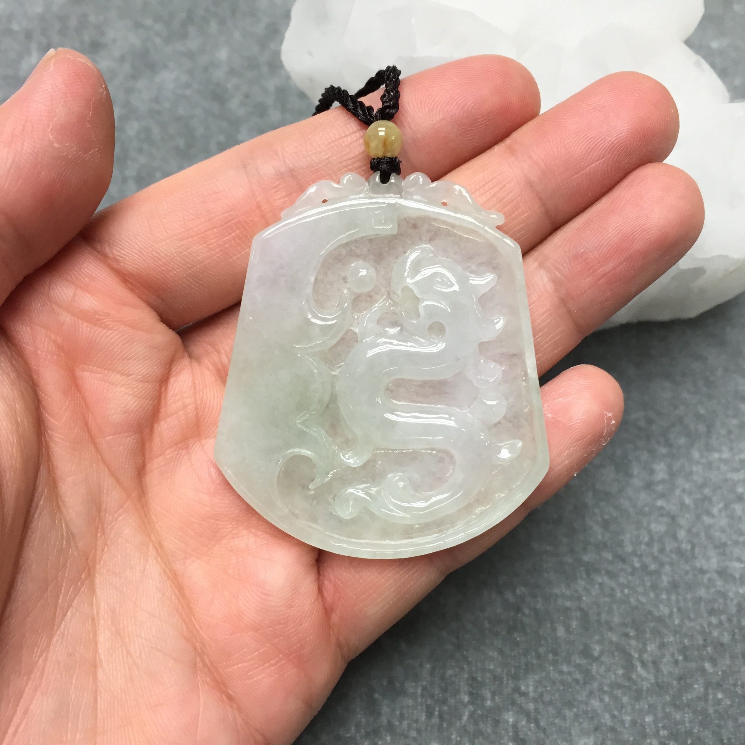 冰種雕龍玉吊墜, 天然翡翠A玉, 緬甸玉, Jade, Jadeite