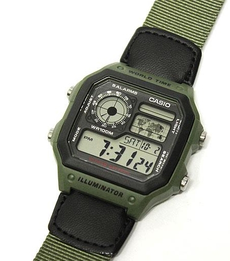 萬年鐘錶 - 卡西歐  CASIO 世界地圖復古電子錶   AE-1200WHB-3B  錶徑 42.1 MM