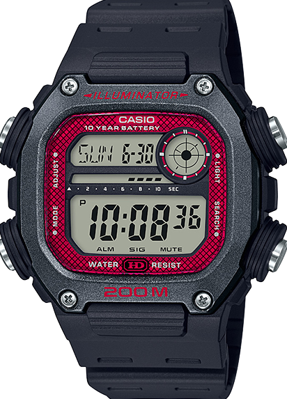 萬年鐘錶 - 卡西歐  CASIO  霸氣方形膠帶電子錶   DW-291H-1B   錶徑 50.4 MM