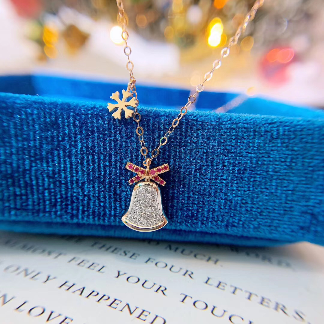 18K 金鑽石配紅寶石項鍊