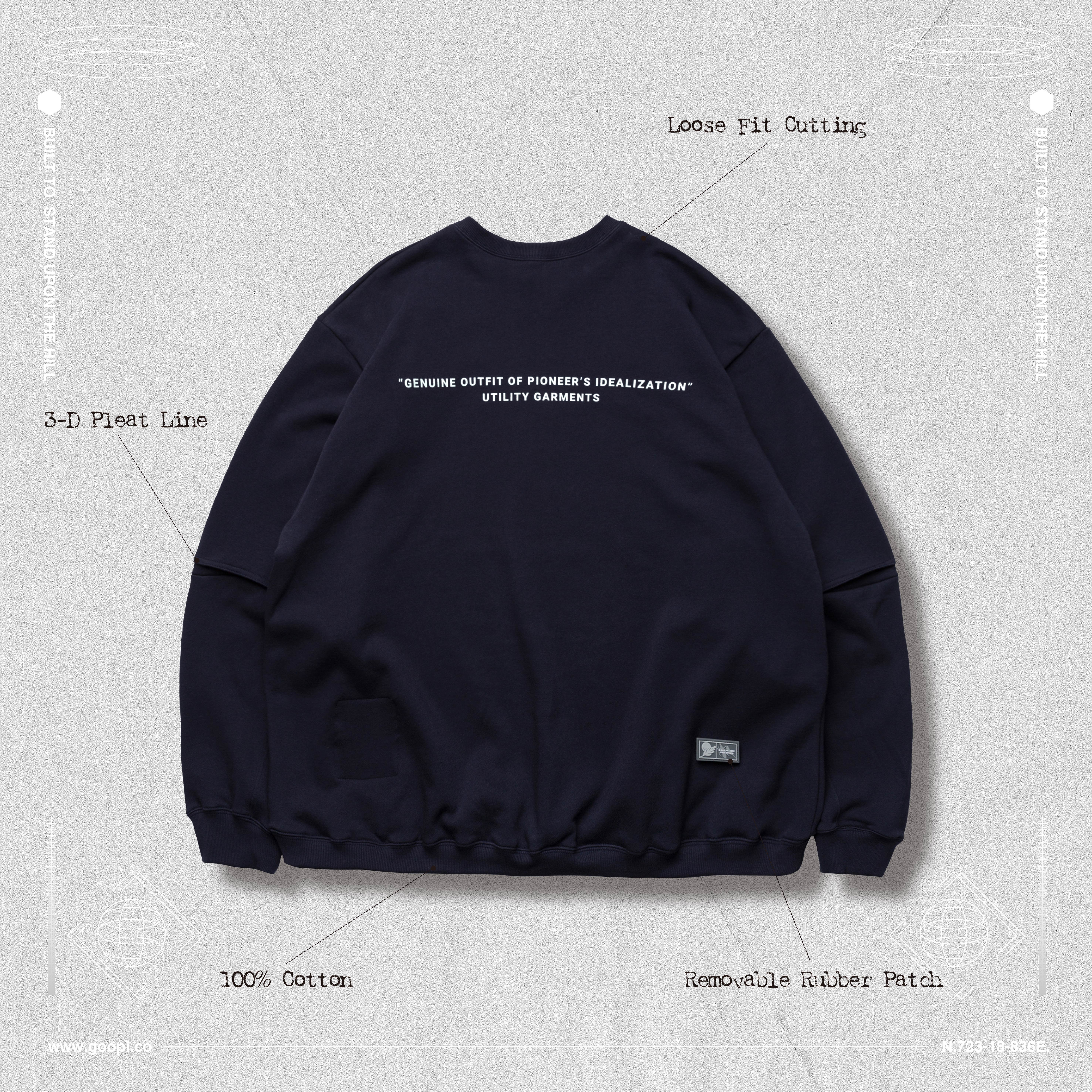 GoopiMade 19 A/W collection - LF -3 Functional wide crew neck - Navy