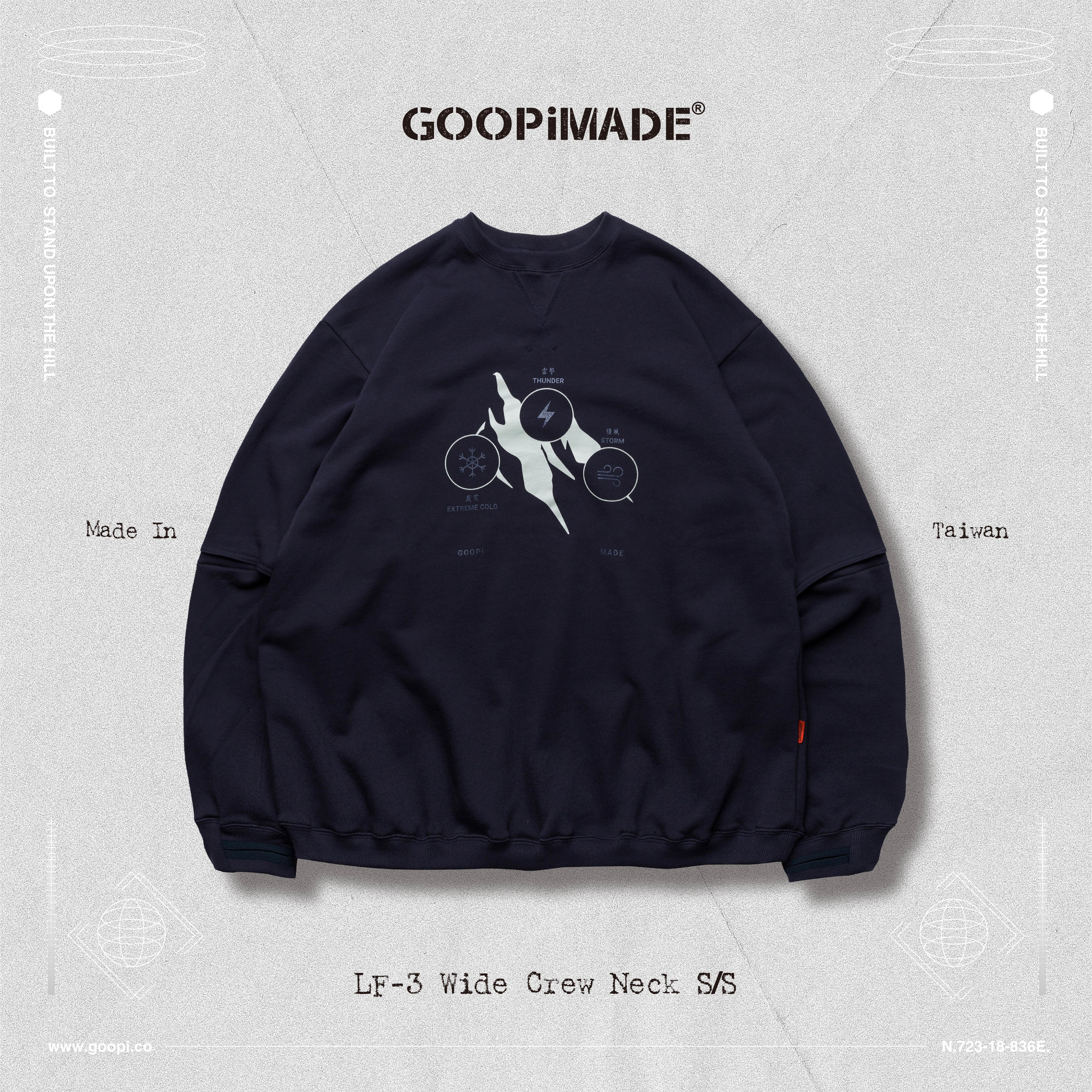 GoopiMade 19 A/W collection - LF -3 Functional wide crew neck - Navy