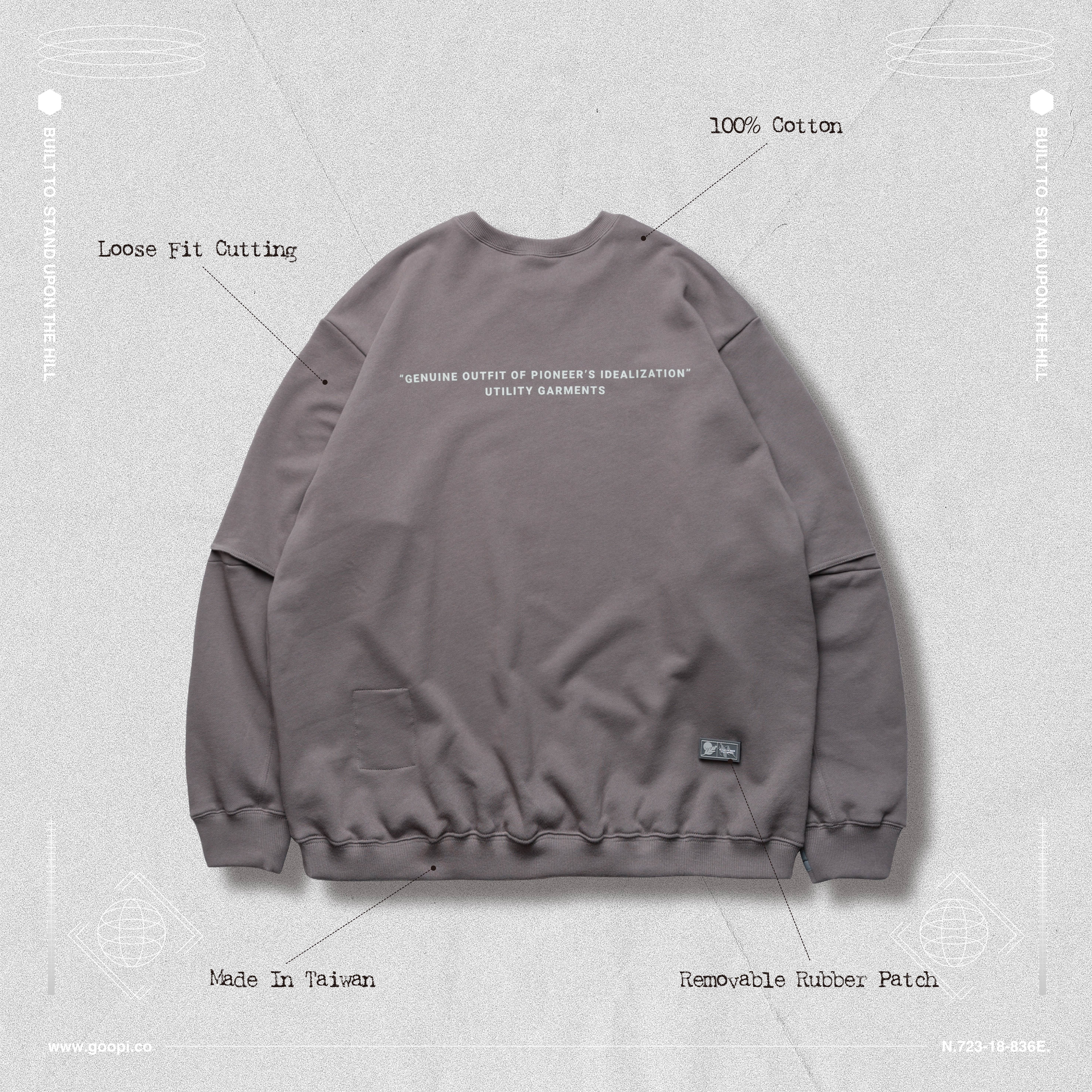 GoopiMade 19 A/W collection - LF -3 Functional wide crew neck - Grey
